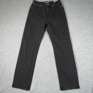 Madewell Jeans Womens 27 Black 90s Straight High Rise Stretch Denim Charcoal
